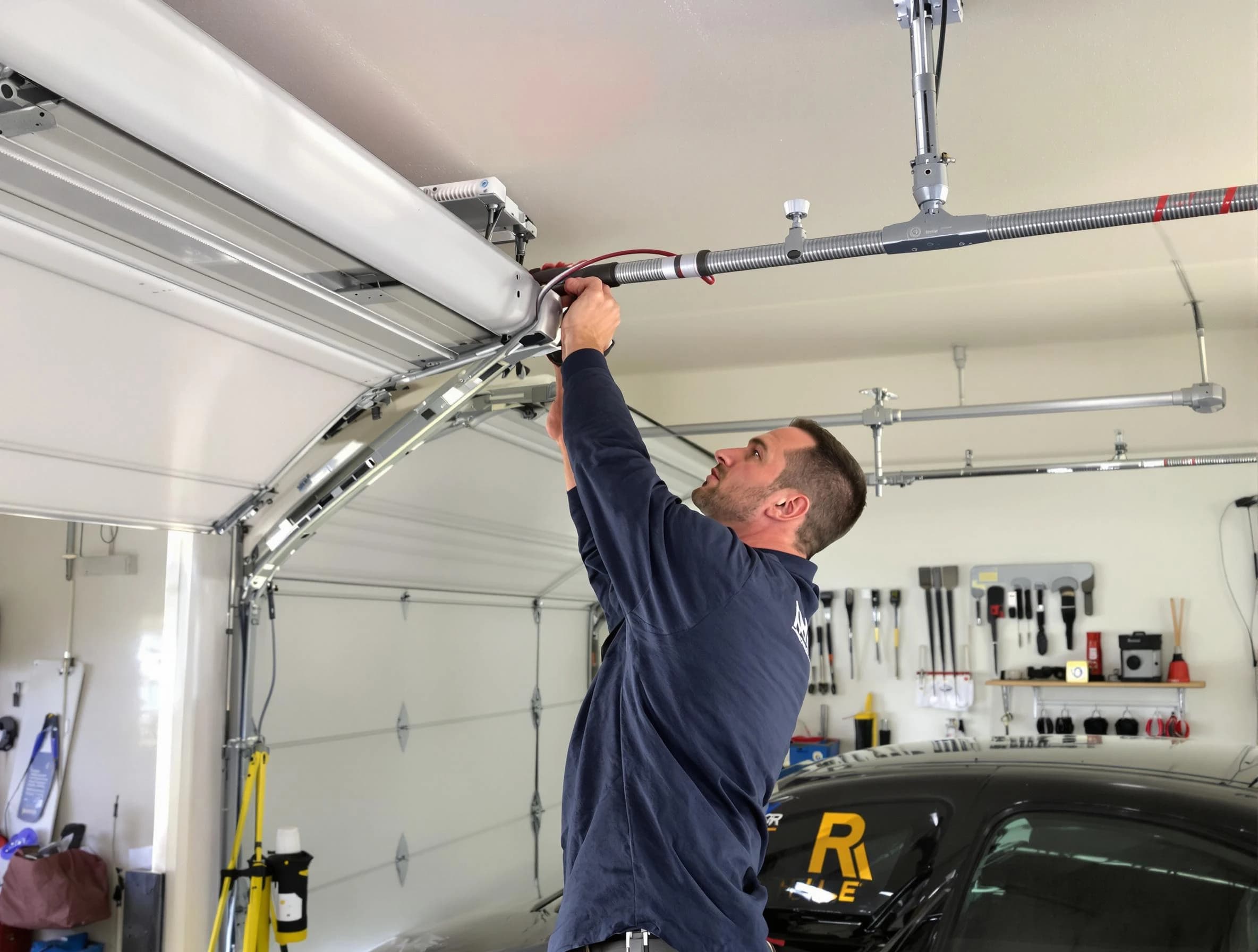 Norwood Garage Door Repair technician performing garage door cable repair in Norwood