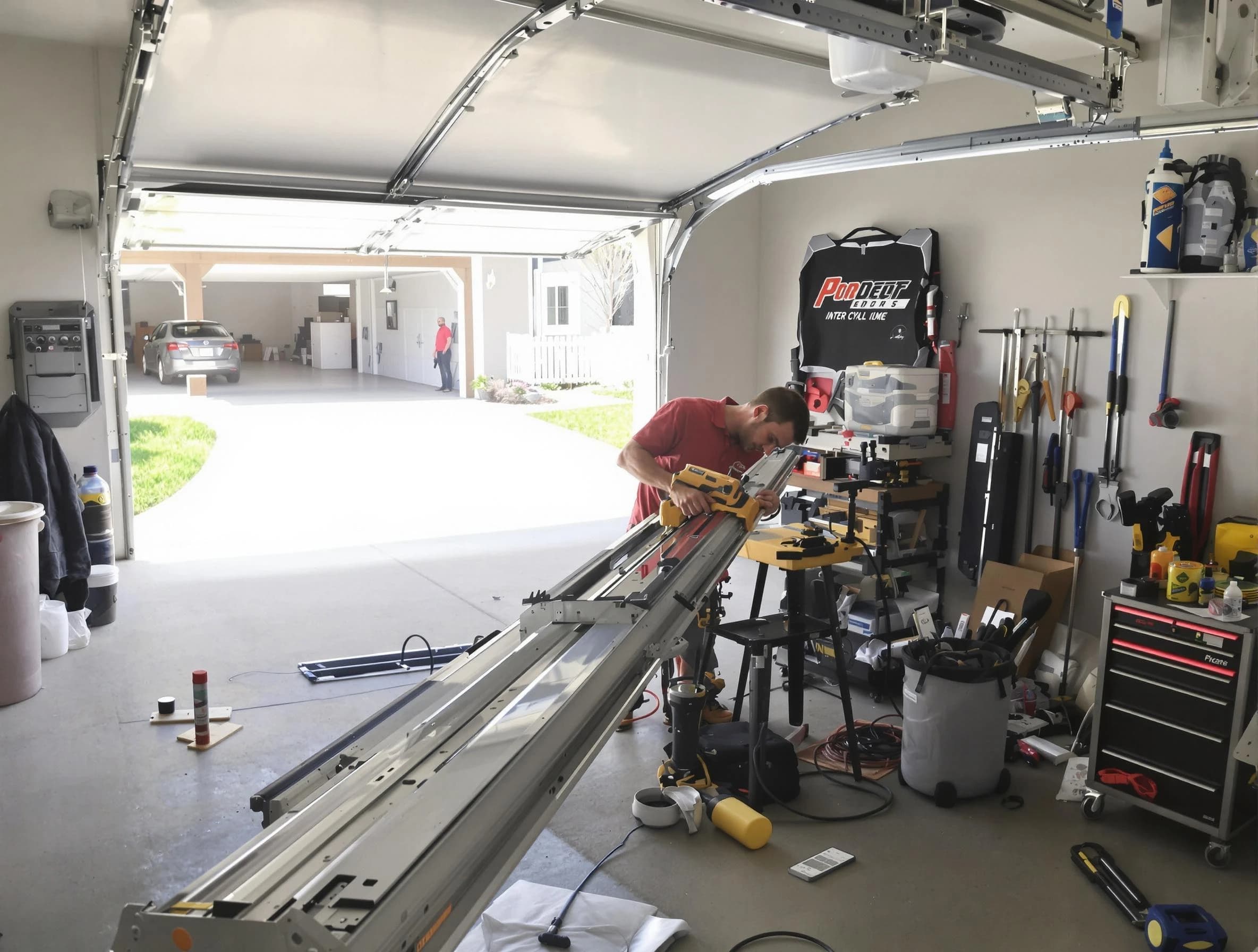 Norwood Garage Door Repair expert performing track repair in Norwood